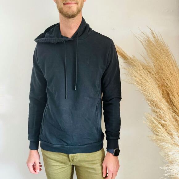 MENS FABLETICS Black Courtside Hoodie Pullover Sweatshirt Hooded Tie Sweater S - Picture 1 of 13